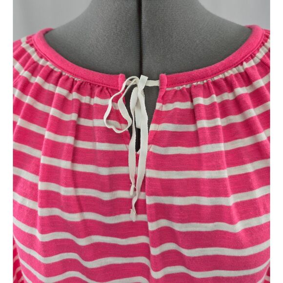 Women's Talbots Peasant Top Shirt Pink & White Stripe Long Sleeve Blouse Small - Picture 4 of 6
